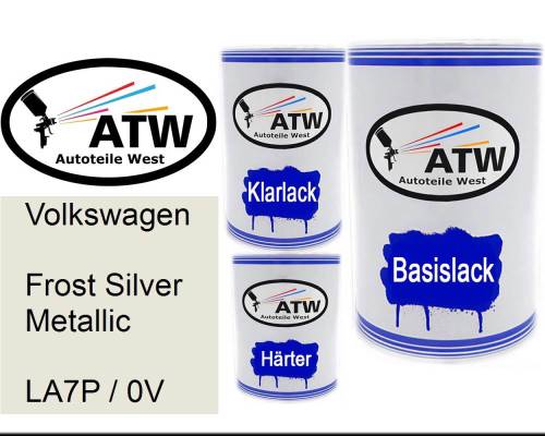 Volkswagen, Frost Silver Metallic, LA7P / 0V: 500ml Lackdose + 500ml Klarlack + 250ml Härter - Set, von ATW Autoteile West.